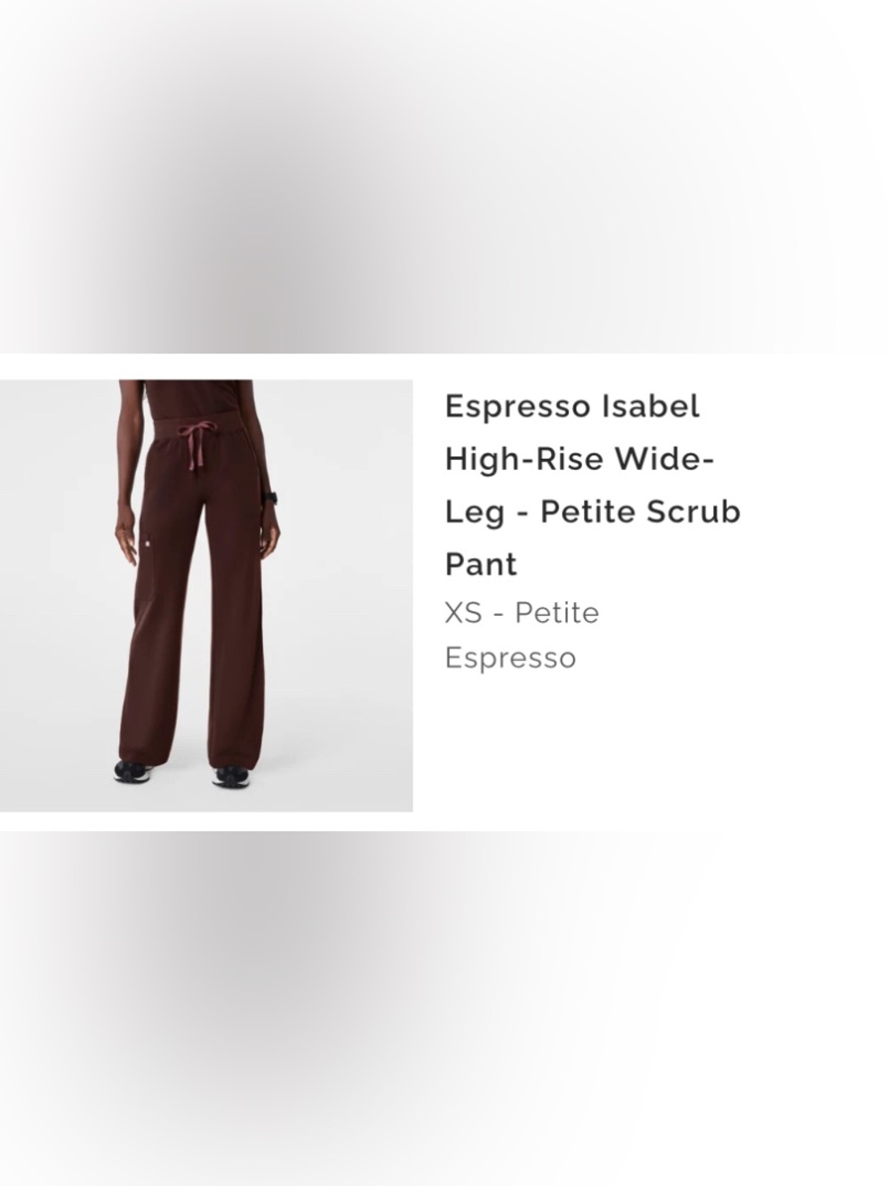 Isabel High-Rise Wide-Leg XS Petite Scrub Pant - Espresso